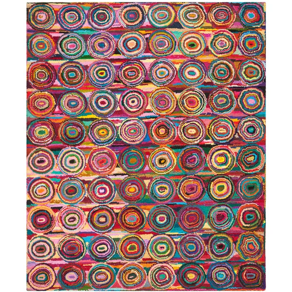 Safavieh Nantucket Pink/Multi 8& x 8& Round Area Rug