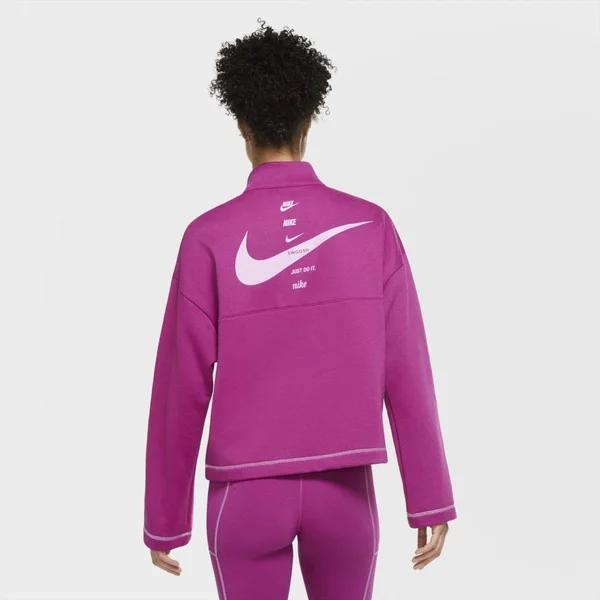 Nike Women's Sportswear Swoosh Quarter-Snap Top CU6637 - Medium - Pink