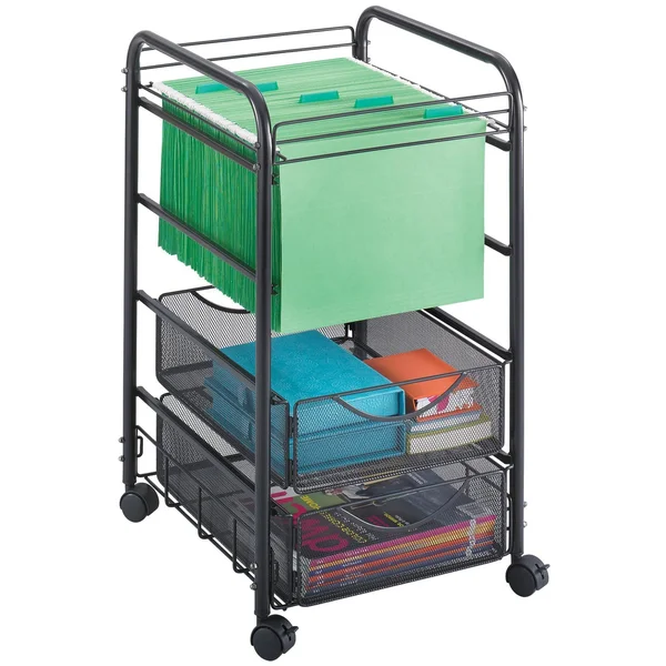 Onyx Open File with Drawers, Mesh, Black - Safco - 5215BL