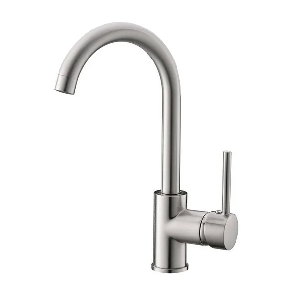 Modern Single Handle Kitchen Sink Faucet, 1 Hole Mounted - Silver