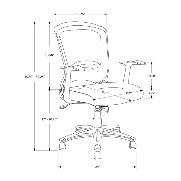 Monarch Specialties Mesh Mid-Back/Multi-Position Office Chair, Black