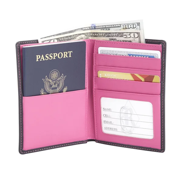 Royce RFID Blocking Bifold Passport Currency Travel Wallet Handcrafted in Genuine Black Leather