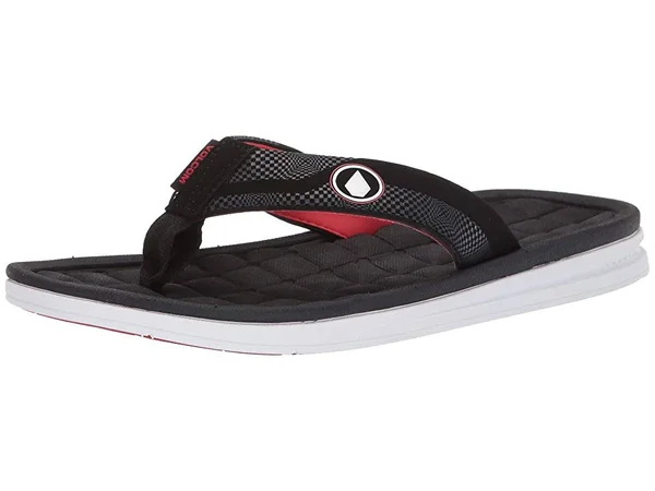 Volcom Drafted Recliner Sandals - Black/White 10