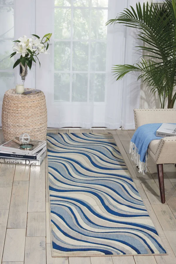 Nourison Somerset Runner ST81 Area Rug, Ivory/Blue, 2&3x22 x 8&