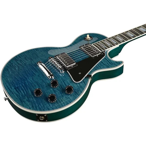 Gibson Les Paul Custom - Solid Body Electric Guitar Peacock 5-Ply Black Pickguard