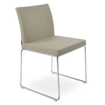 sohoConcept Aria Stackable Leg Color: Black, Upholstery Color: Bone ppm Leatherete