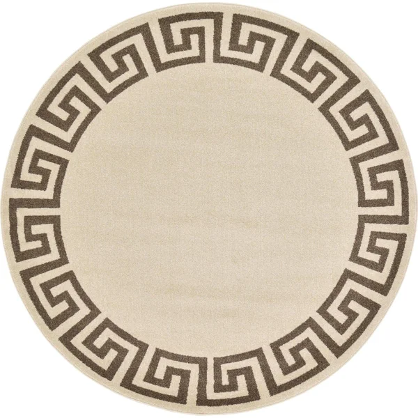 Unique Loom Modern Athens Area Rug (6& x 6& Round - Beige/ Brown)