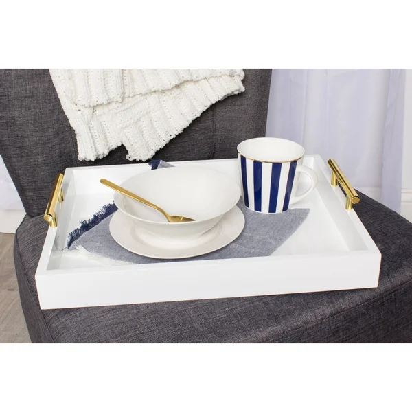 Kate and Laurel Lipton 16.5x22 Rectangular Handled Tray in Brown