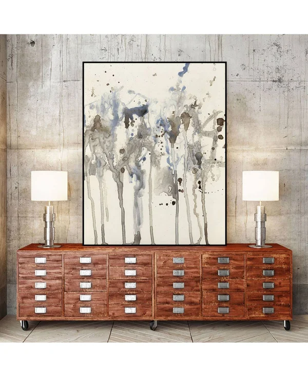 Giant Art 14x22 x 11x22 Neutral Splash I Art Block Framed Canvas - Tan