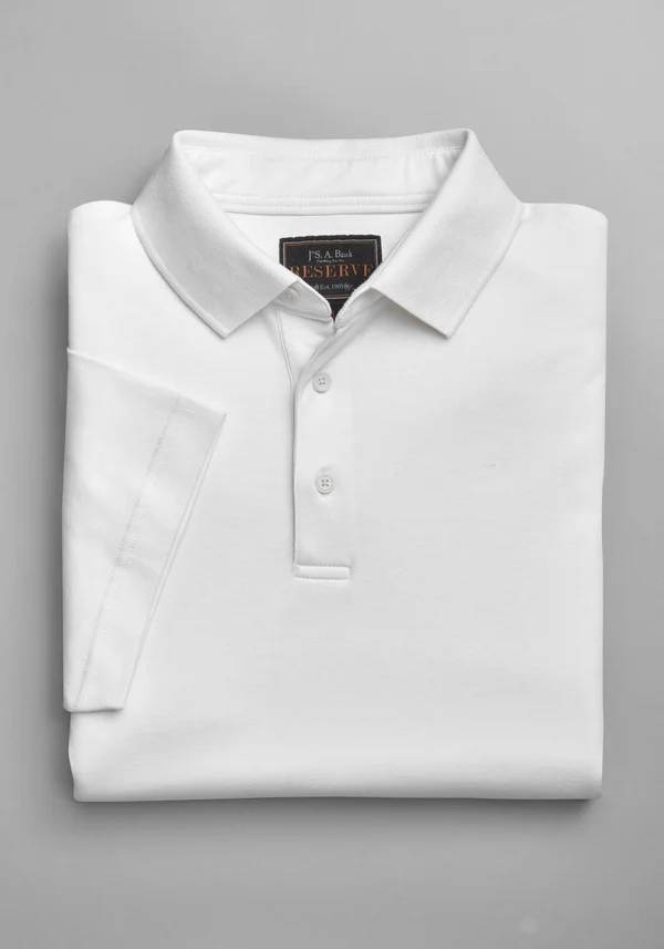 JoS. A. Bank Men's Reserve Collection Traditional Fit Short Sleeve Pima Cotton Polo, White, x Large