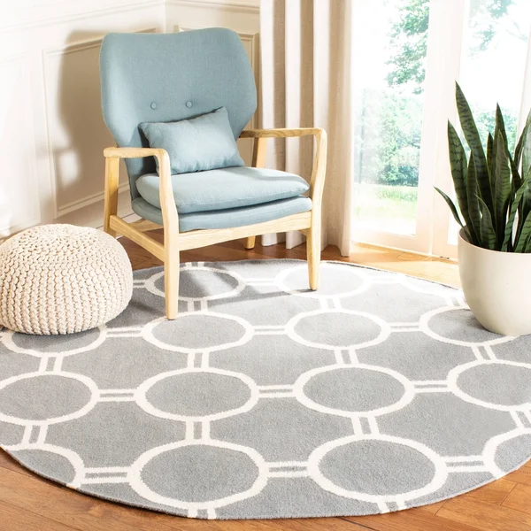 Safavieh 9& x 12& Dhurries DHU636B Grey, Ivory Rug