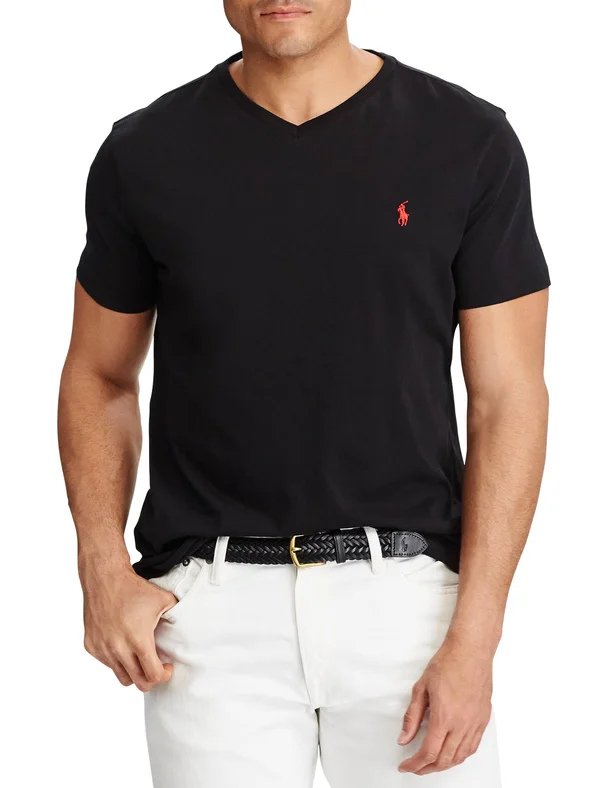 Big and Tall - Polo Ralph Lauren Jersey V-Neck Tee - Size 5XL, Black
