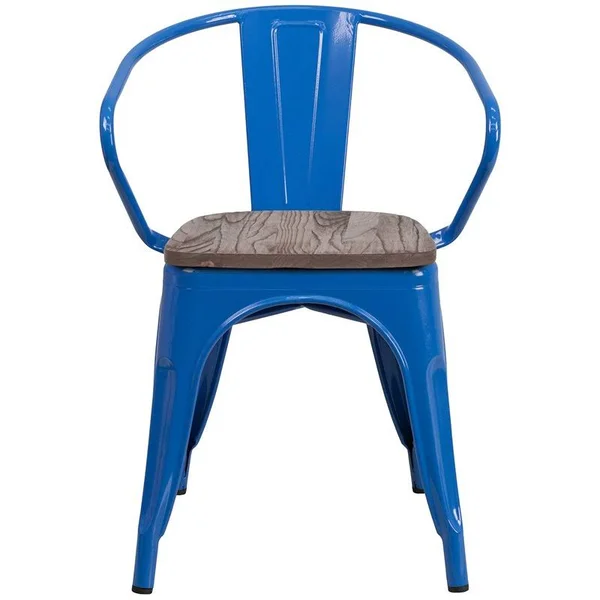 Bowery Hill Metal Dining Arm Chair in Blue - BH-4752-1869714