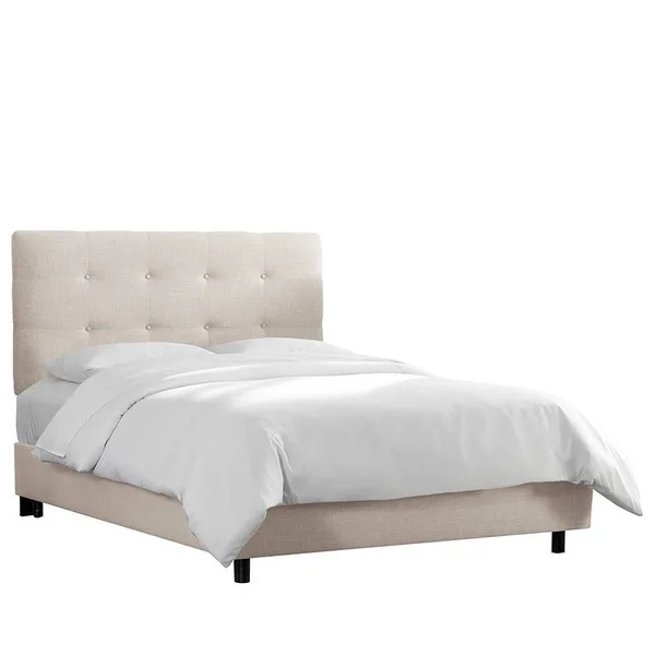 Skyline Furniture Tufted Zuma Upholstered King Size Complete Bed - White (793BEDZMWHT)