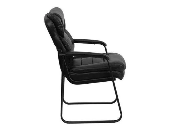 Flash Furniture Black Leather Executive Side Reception Chair and Series Big & Tall Leather Executive Side Chair with Sled Ba