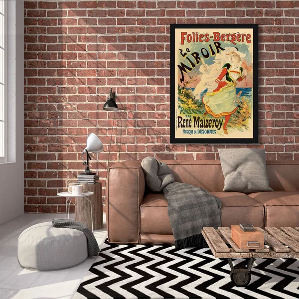 26x22x34x22 Folies Bergere Le MIROIR by Jules Cheret Framed Wall Art Multi-Color - BH58819p114-2230