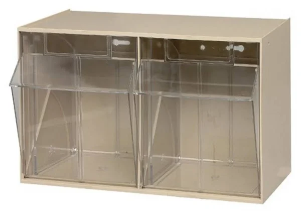 Quantum Tip Out Storage Bin QTB302 - 2 Compartments Ivory