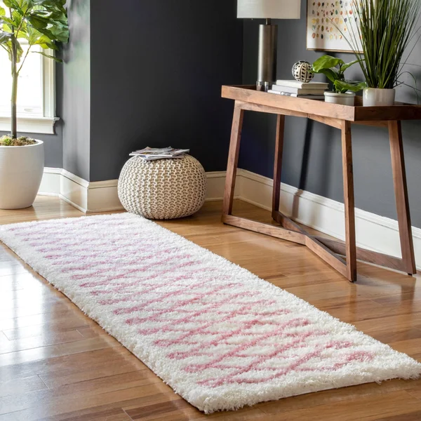 nuLOOM Stasia Diamond Shag Baby Pink 3 ft. x 8 ft. Runner Rug