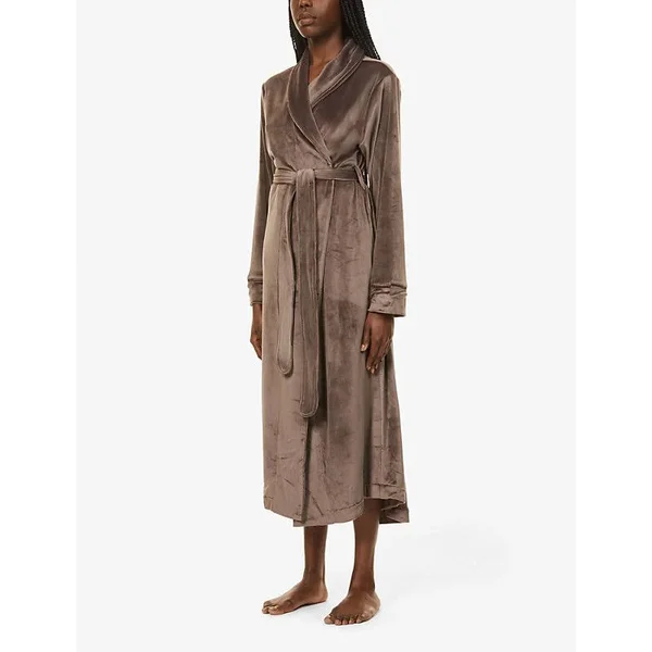 SKIMS Women's Velour Long Robe - Brown - Size S