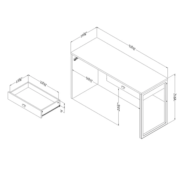 South Shore Desk and 2 Drawer Mobile File Cabinet Set in Pure White
