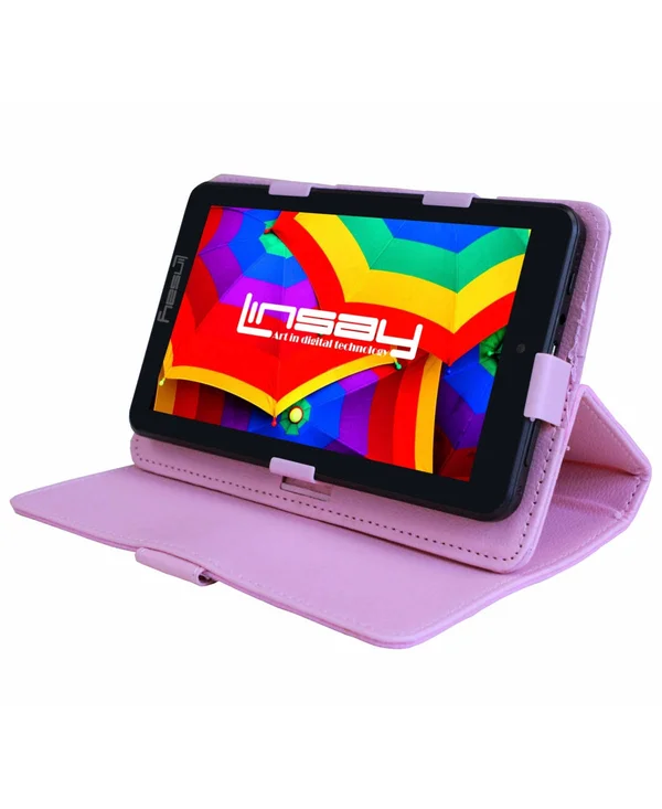 Linsay 7x22 32GB Android 10 Tablet with Protective Case - Pink
