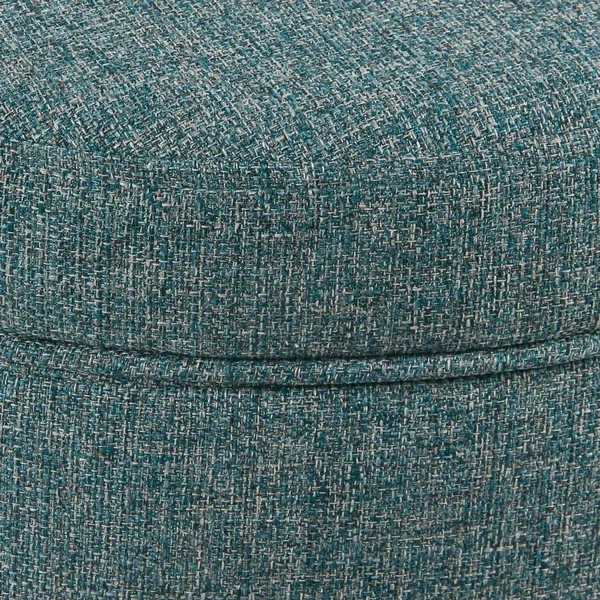 Porch & den Parkchester Teal Tweed Round Storage Ottoman
