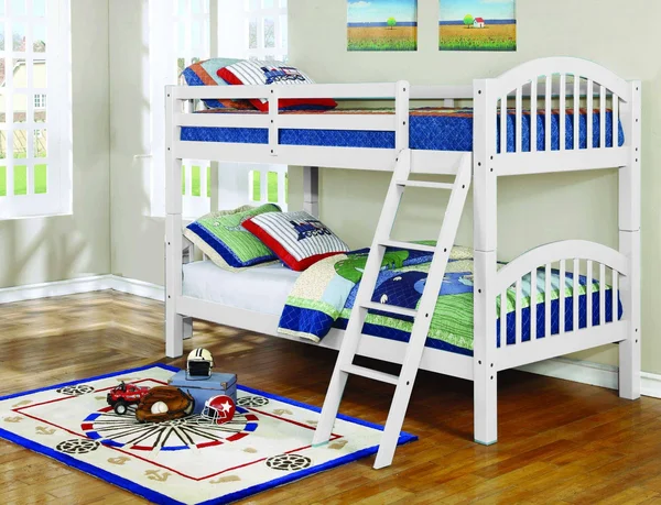Oak Solid and Manufactured Wood Twin/Twin Arched Wood Bunk Bed White