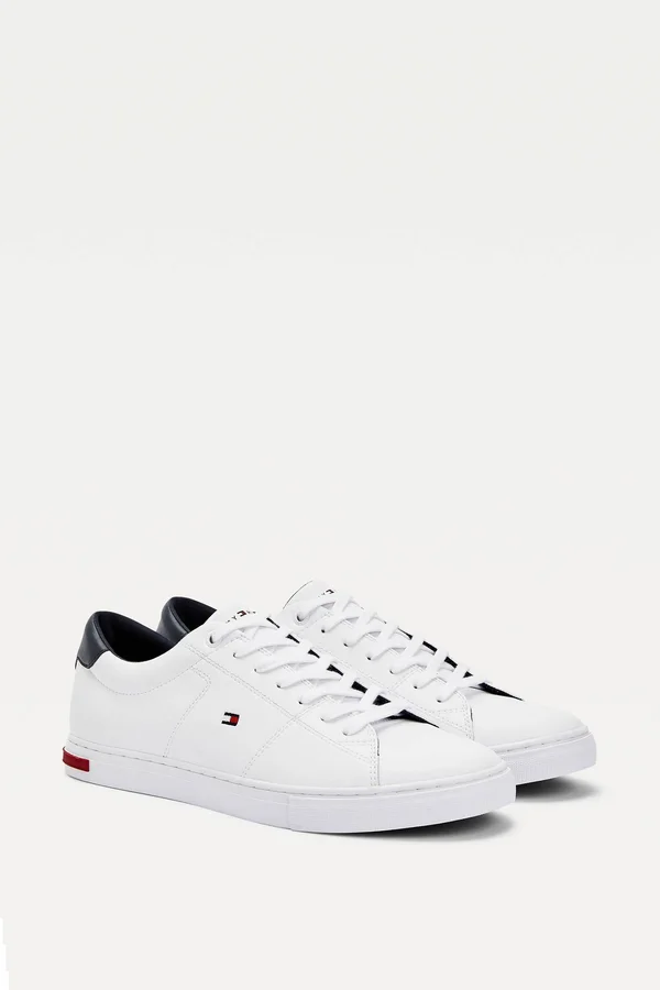 Mens Tommy Hilfiger Essential Leather Trainers - White
