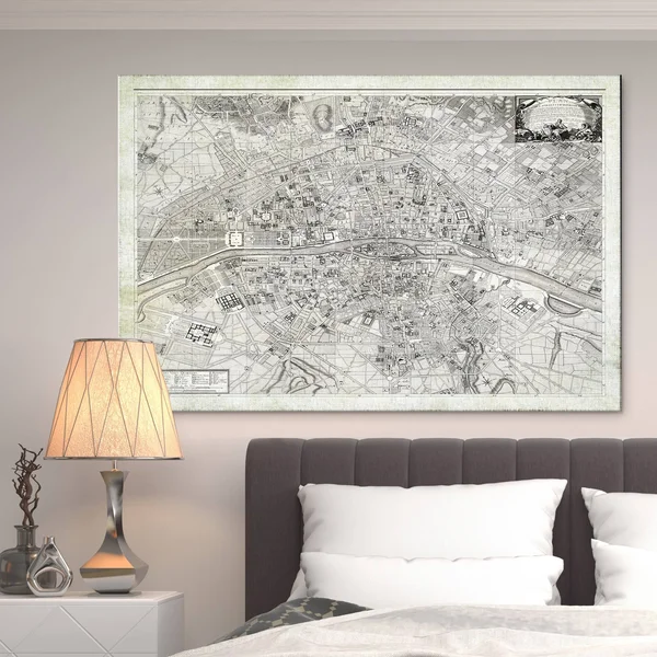WexfordHome &Parisian Sketch Map II& Graphic Art Print on Wrapped Canvas - Size: 30x22 H x 40x22 W x 1.5x22 D