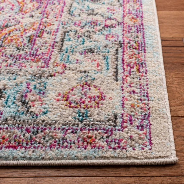 Safavieh Madison Edwyna Distressed Area Rug, Beige/Fuchsia, 6&7 inch x 6&7 inch Square