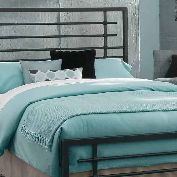 Eluxurysupply Metal Bed Frame - Carbon Steel with Rustic Pewter Finish Folding Bed Frame - Easy Assembly with Headboard and Foot