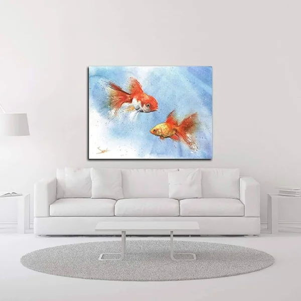 Tangletown Fine Art 18x22 x 24x22 Goldfish by Eric Sweet Print on Canvas