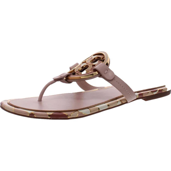 Tory Burch Enamel Miller Womens Leather T-Strap Thong Sandals