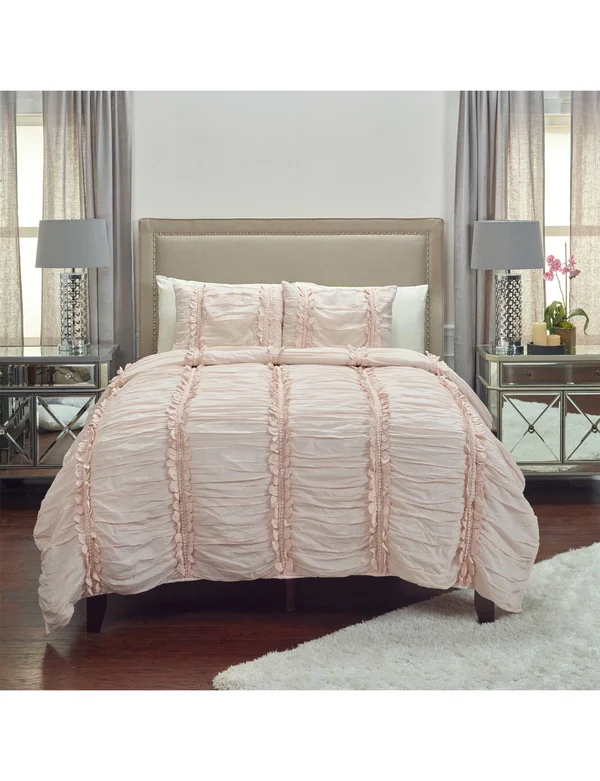 Rizzy Home Clementine Quilt - Twin, Petal Pink