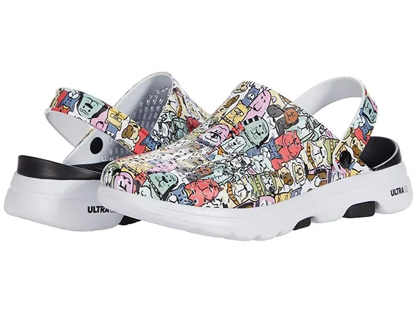 Skechers Women's Foamies Go Walk 5-Dog Lover Clog, Black/Multi, 8