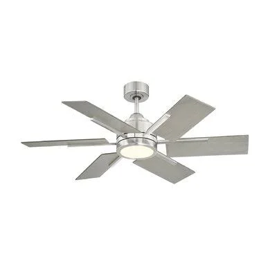 44x22 Bernardyn 6 Blade LED Ceiling Fan with Remote - Light Kit Included Ivy Bronx Finish: Gray Wood