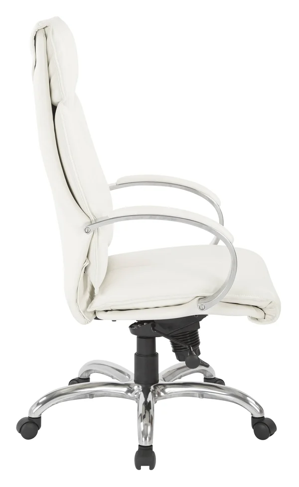Office Star Deluxe High Back White Executive Leather Chair 7270