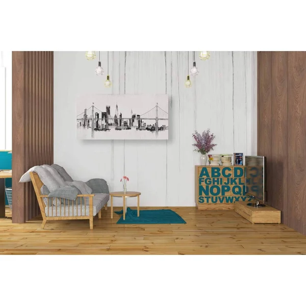 Epic Graffiti 'Bridge and Skyline Silver' by Avery Tillmon, Canvas Wall Art, 30 inchx60 inch, Size: 30 x 60, White