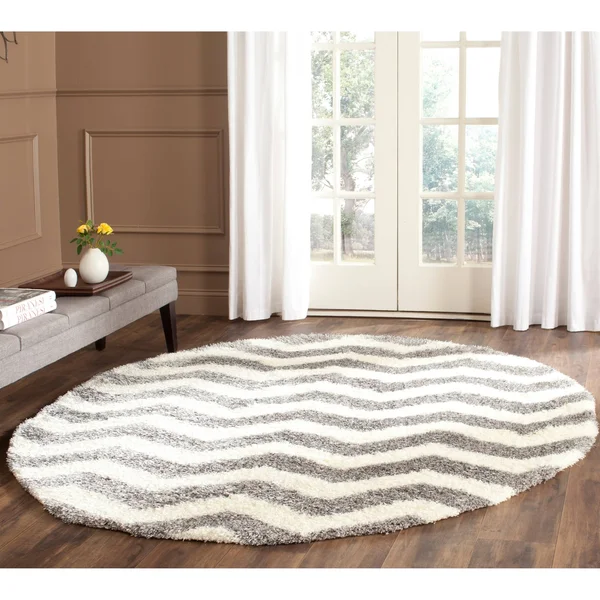Safavieh Montreal Shag SGM846B 5&3x22 x 7&6x22 Ivory, Grey Area Rug
