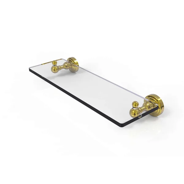 Allied Brass Waverly Place Collection Glass Vanity Shelf with Beveled Edges - Unlacquered Brass - 16 inch