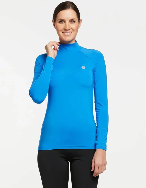 UPF 50+ Sun Protective Turtleneck Base Layer for Women, Solbari Silver
