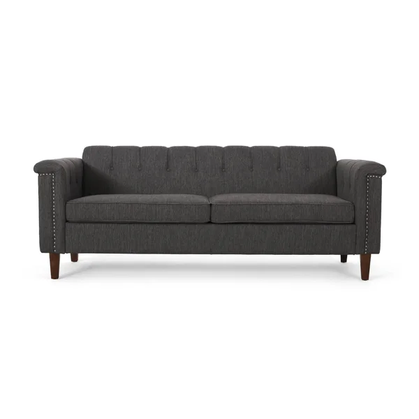 Shahmeer Contemporary Channel Stitch Fabric 3 Seater Sofa - Beige