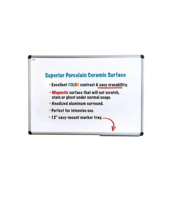 Floortex FCVPM2418A Viztex Porcelain Magnetic Dry Erase Board with Aluminium Frame 24 x 18 in.
