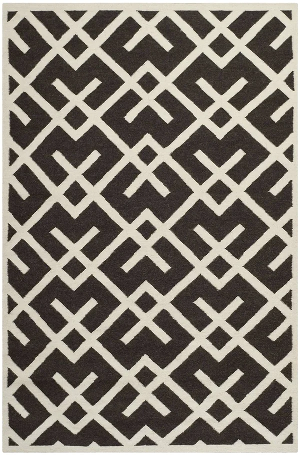 Safavieh DHU552C Dhurries Area Rug, Brown/Ivory: 5-ft x 8-ft