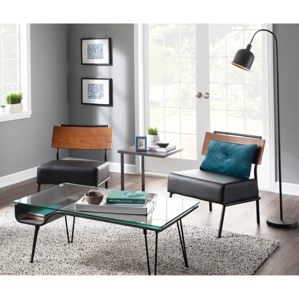 Copper Grove Ahrensburg Faux Leather and Walnut Wood Accent Chair - N/A - Black