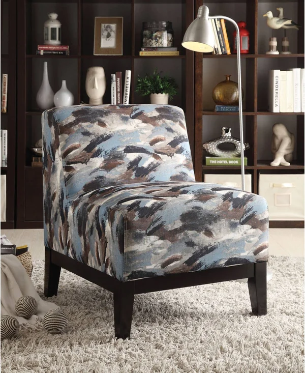Acme Hinte Accent Chair Dark Blue Chenille