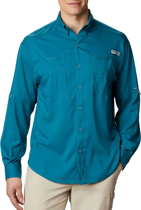 Columbia Men's Tamiami II Long Sleeve Shirt - Large, Aegean Blue