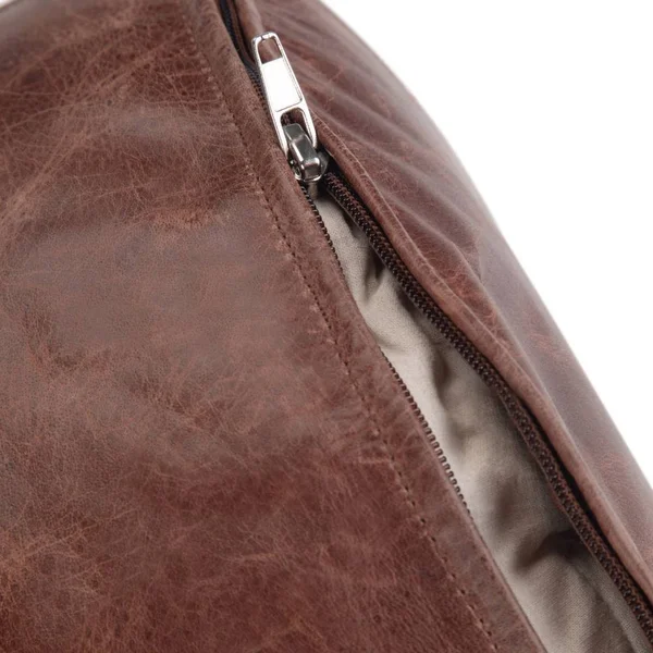 Darian Round Pouf Distressed Brown - Wyndenhall