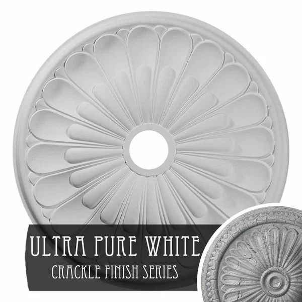 26 3/4x22OD x 3 5/8x22ID x 1 3/8x22P Elsinore Ceiling Medallion (Fits Canopies Up to 3 5/8x22), Hand-Painted Ultra Pure White Cr