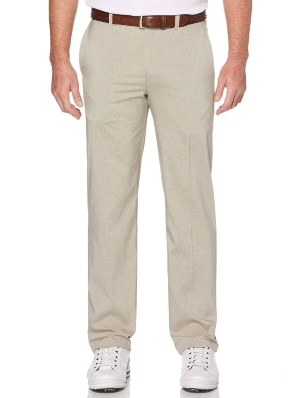 Grand Slam Men's Slim Yarn Dyed Heather Pants, Size 40 x 30, Khaki Heather White, Polyester/Spandex, Golf Apparel Shop